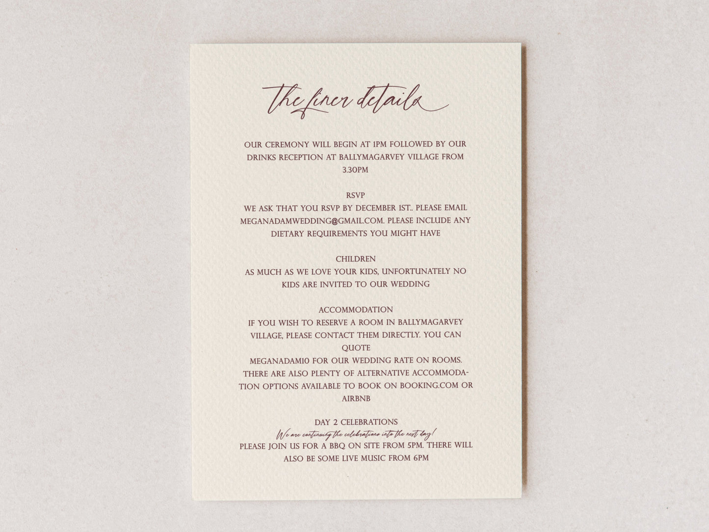 Floral Dream RSVP/Details Card
