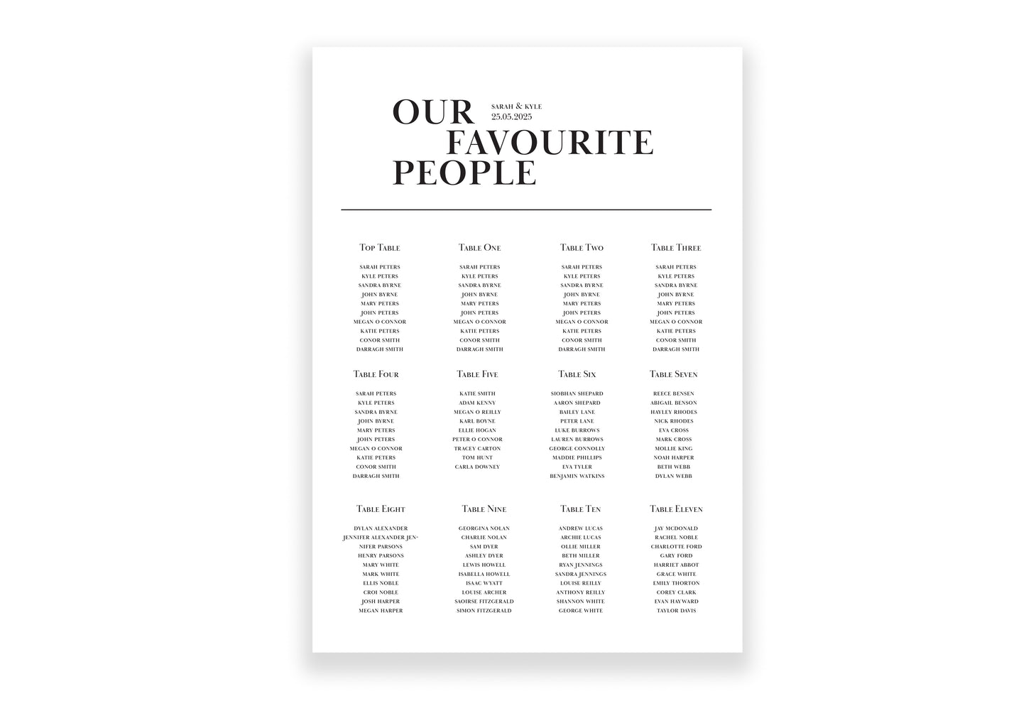 Love Is All Around Seating Chart