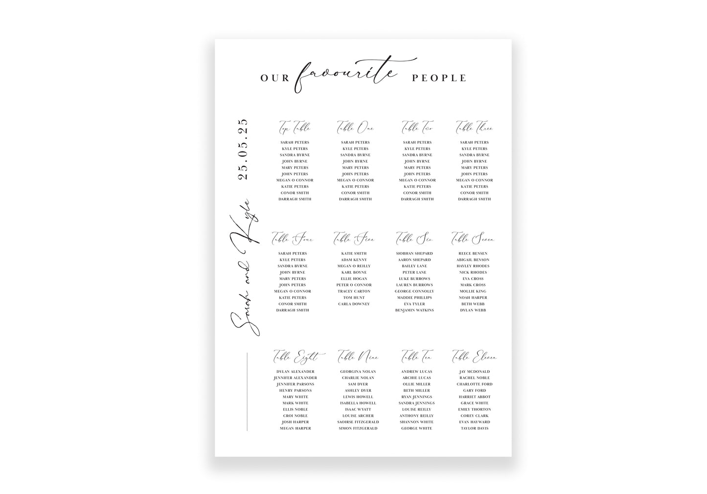 Love Bug Seating Chart