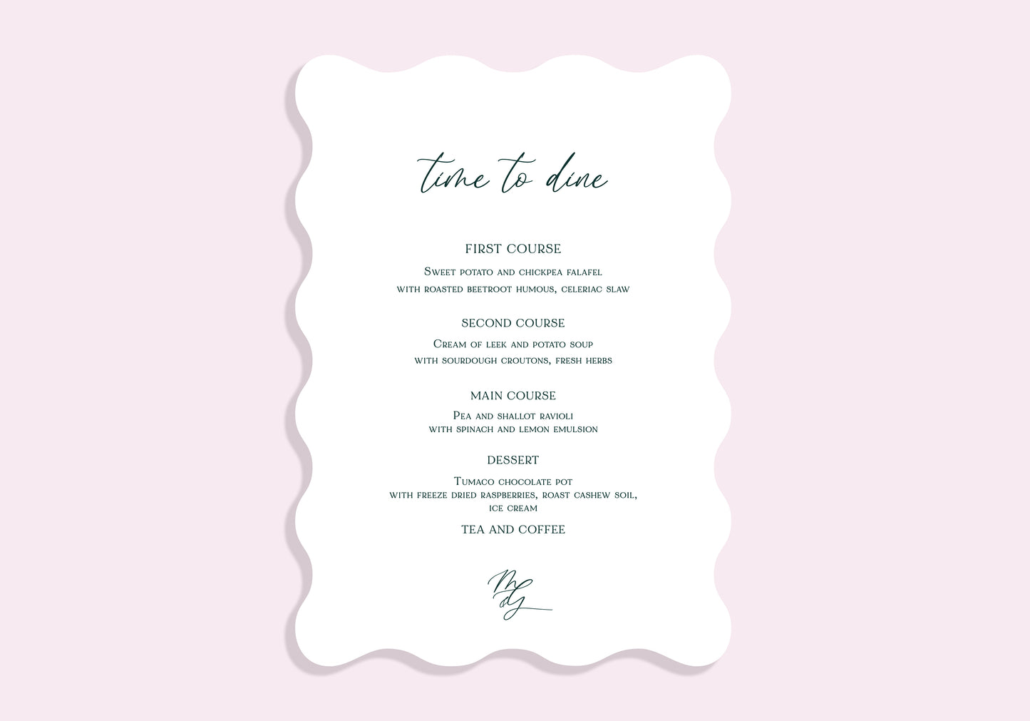Time to Dine Menu