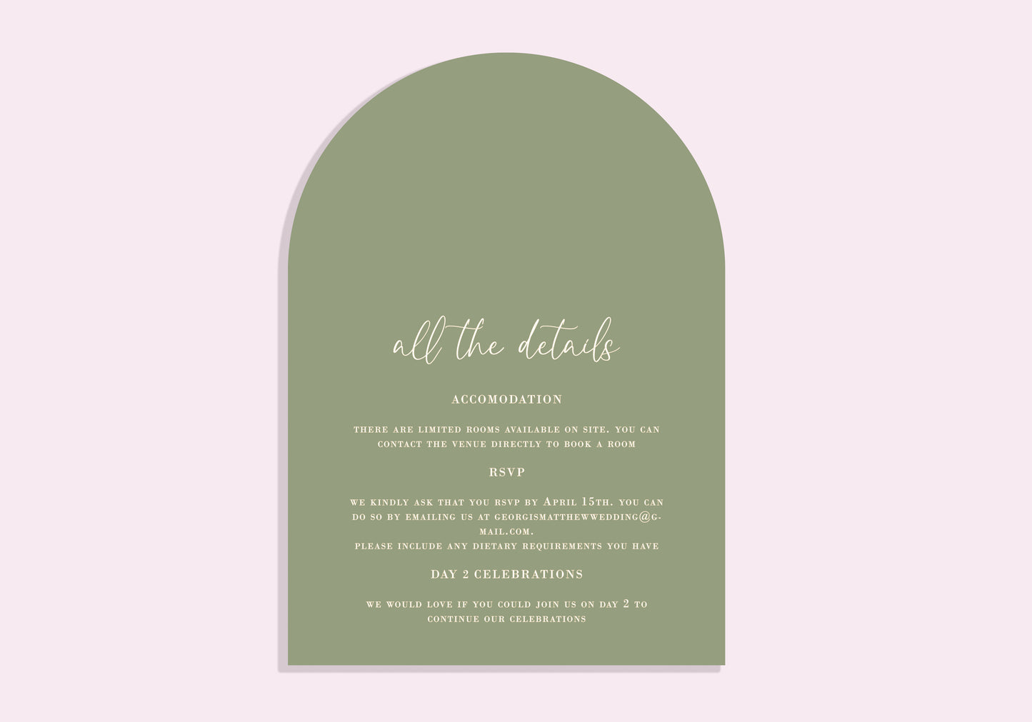 Endless Love RSVP/Details Card