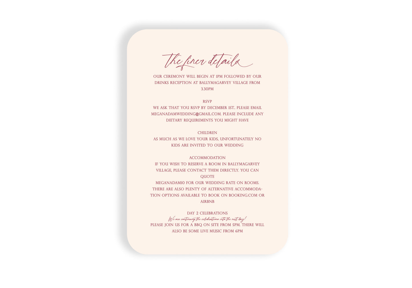 Floral Dream RSVP/Details Card