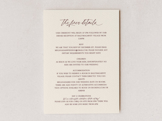 Floral Dream RSVP/Details Card