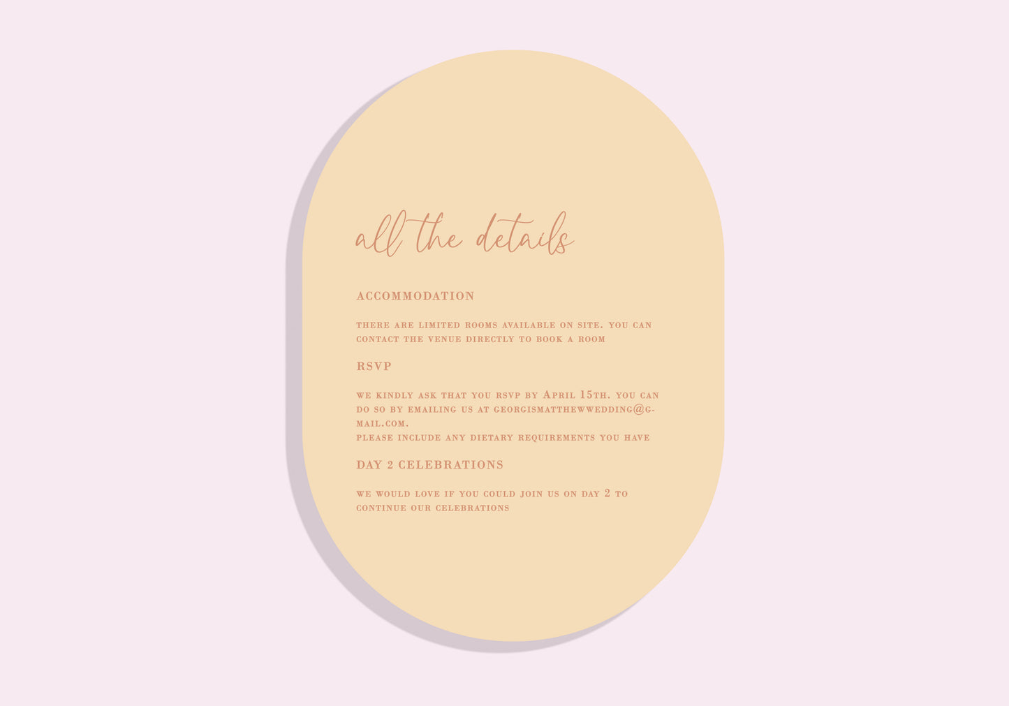 Endless Love RSVP/Details Card