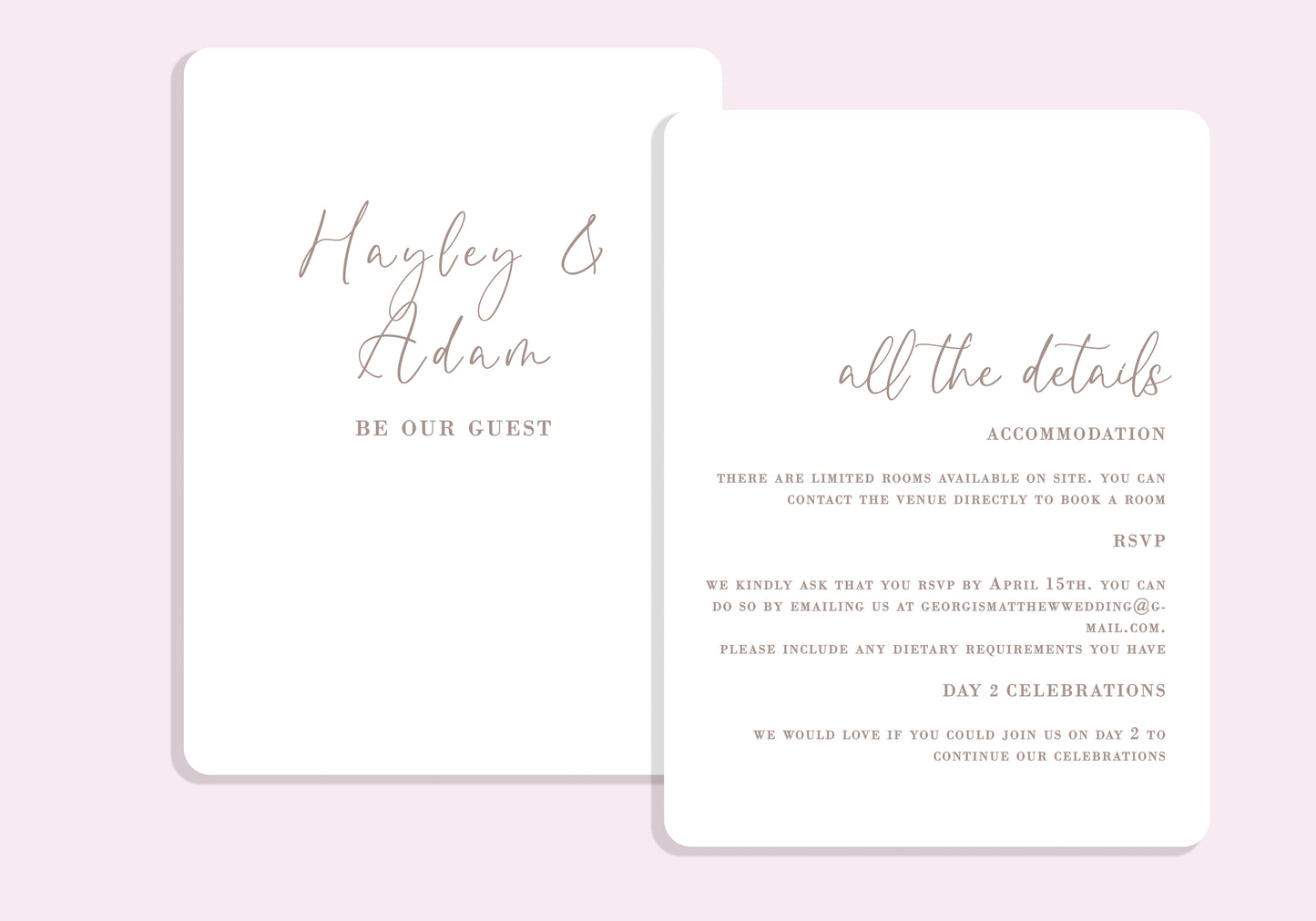 Endless Love RSVP/Details Card
