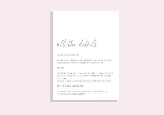 Endless Love RSVP/Details Card