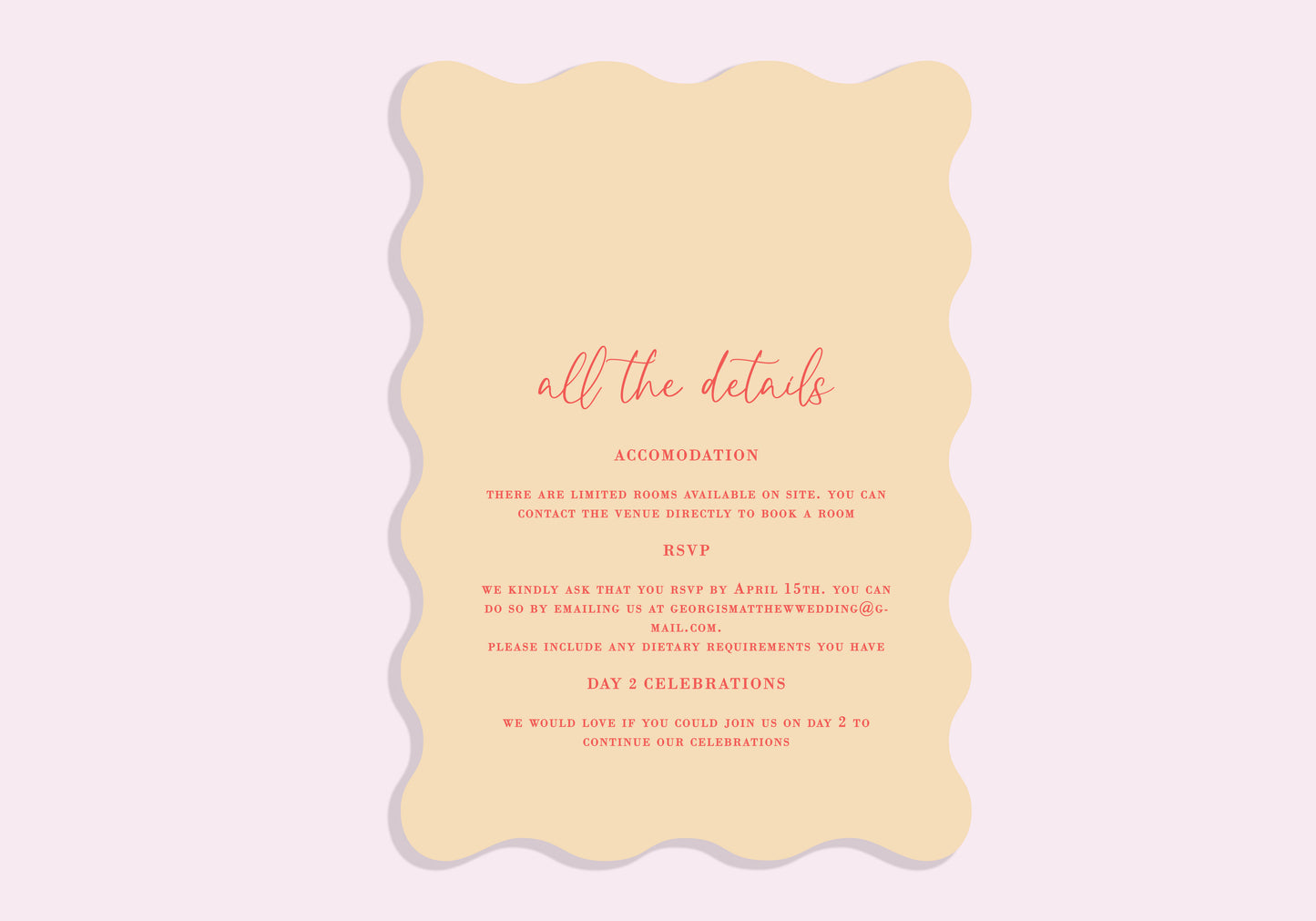 Endless Love RSVP/Details Card